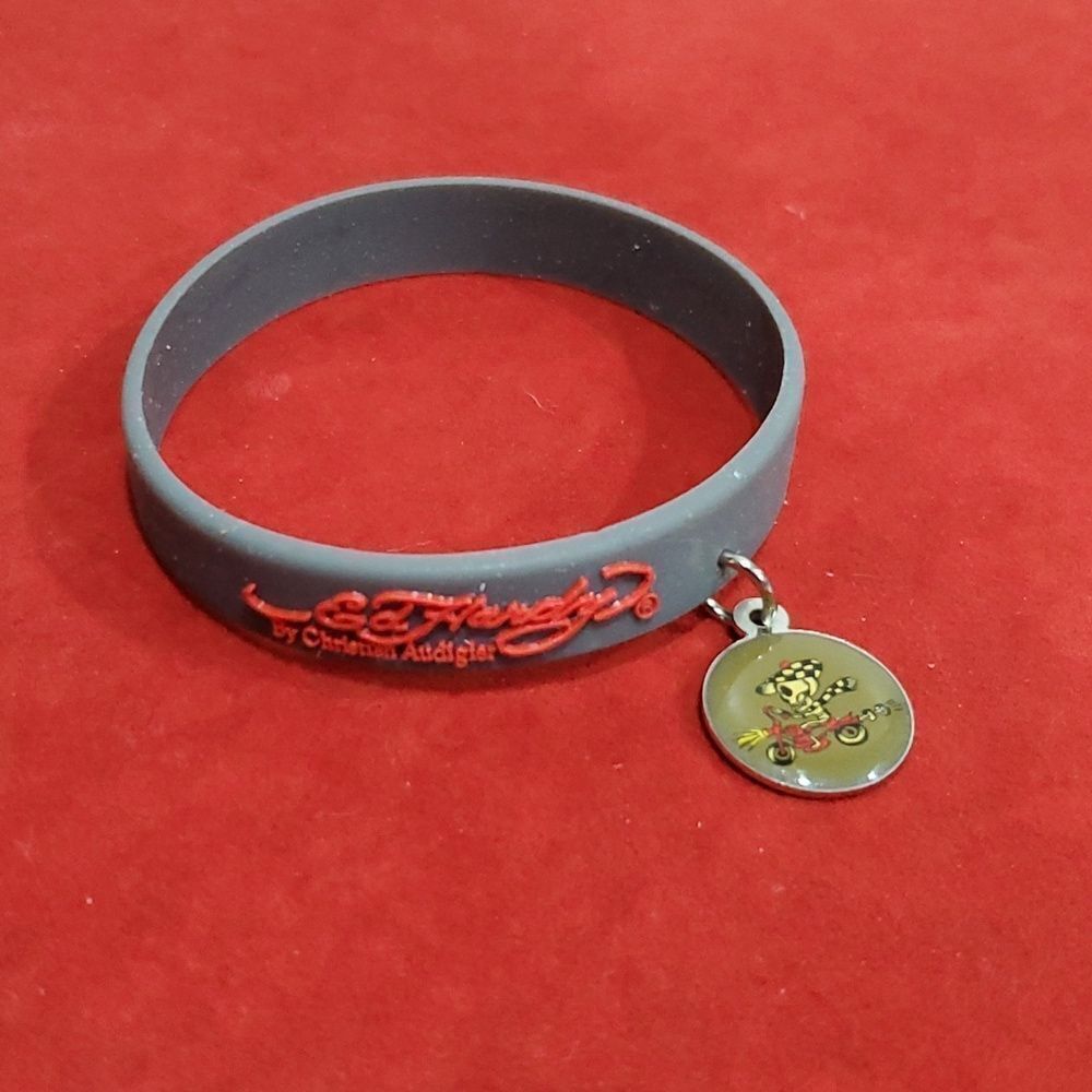 Ed Hardy Plastic Bracelet with Skull Riding Skateboard